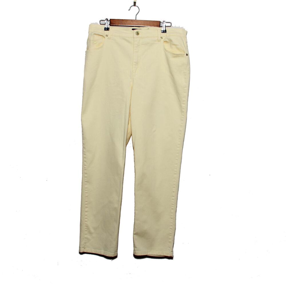 Gloria Vanderbilt Amanda Straight Leg Jeans Light Yellow Size 14 Cotton Blend